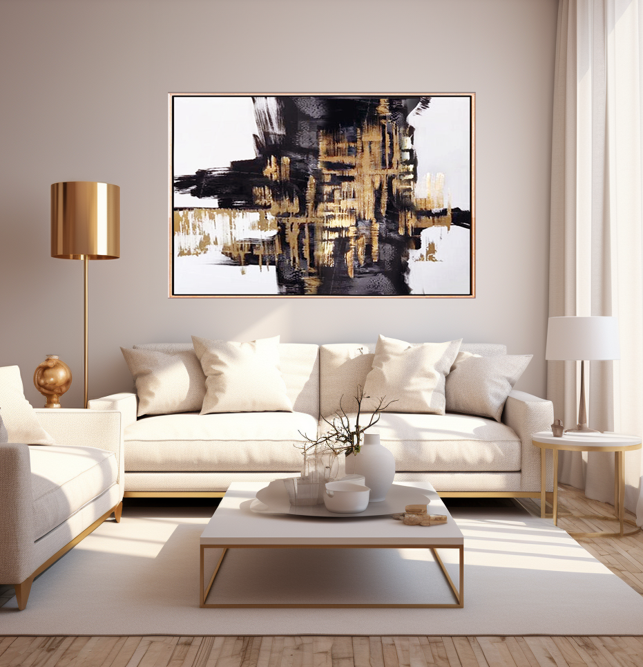 171 Abstrakt maleri - Guld & sort
