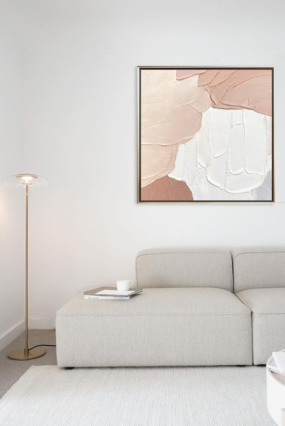40 Varm-Beige Maleri med 3D Tekstur