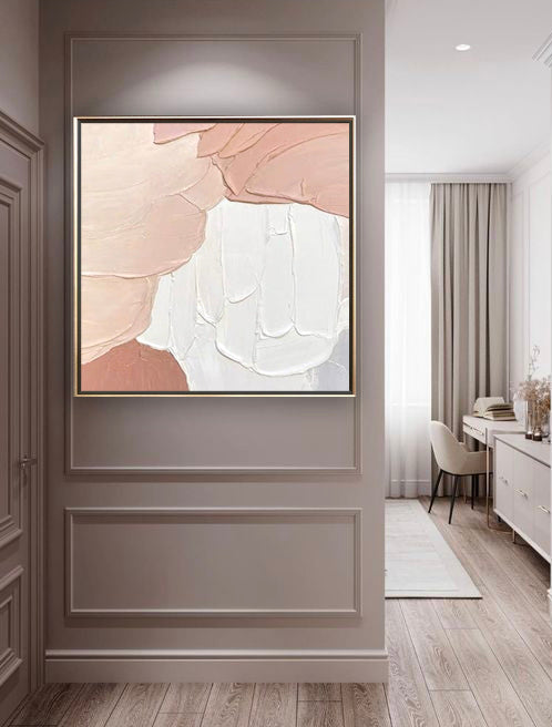 40 Varm-Beige Maleri med 3D Tekstur