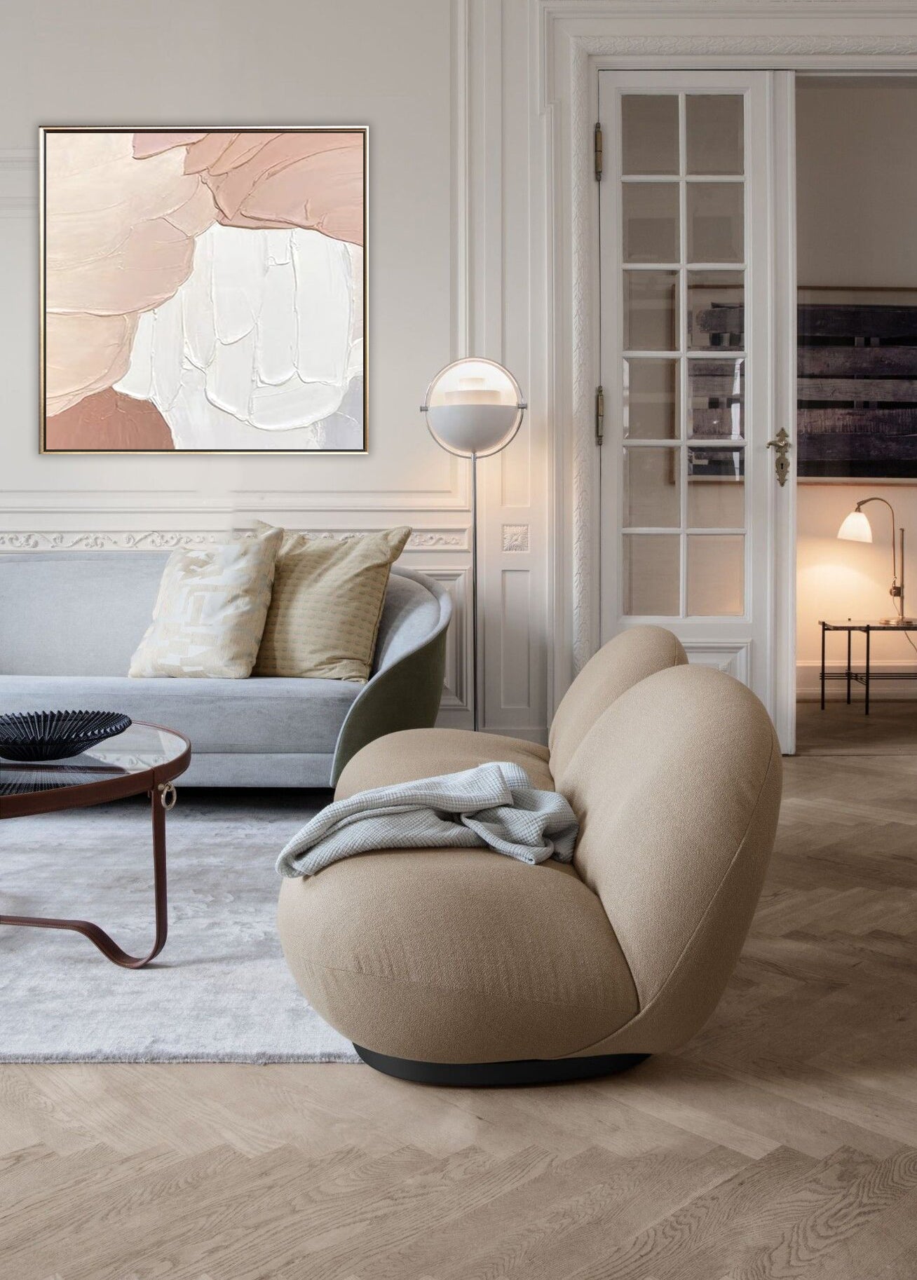 40 Varm-Beige Maleri med 3D Tekstur