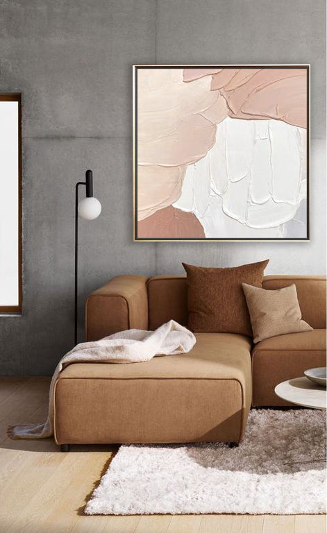 40 Varm-Beige Maleri med 3D Tekstur