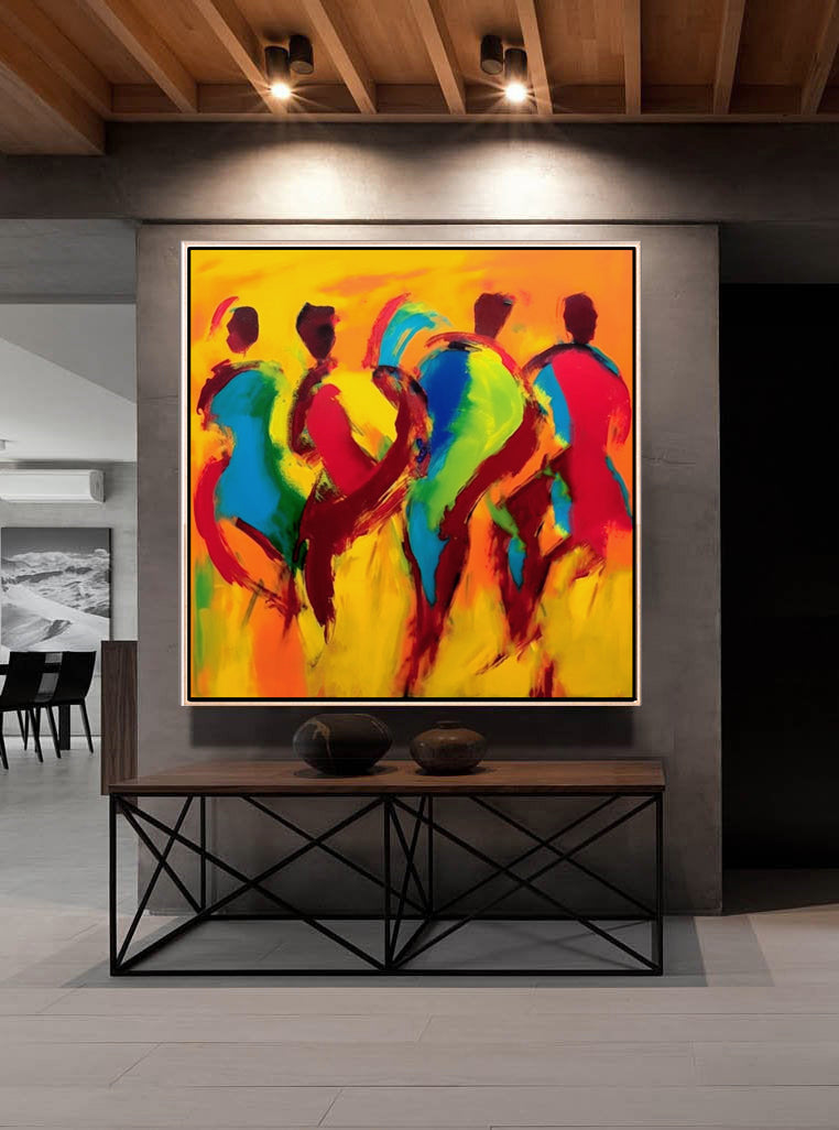 329 Farverigt Abstrakt Maleri - Dans