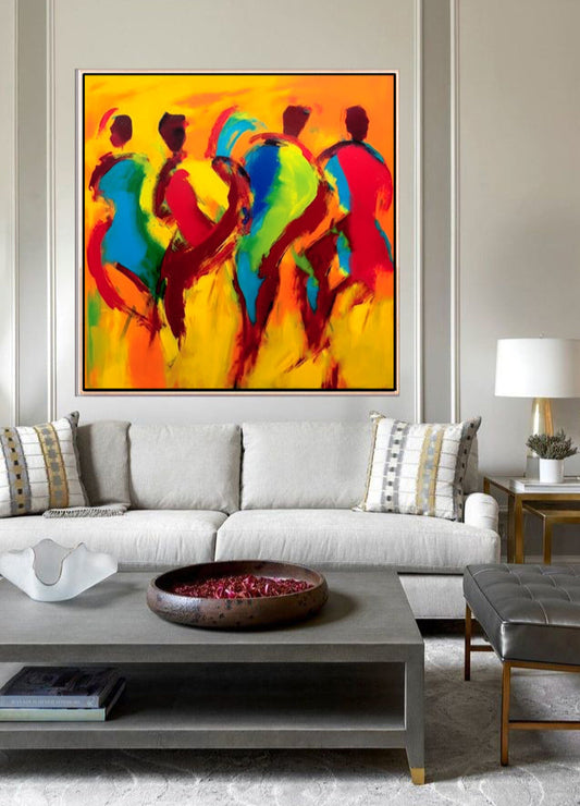 329 Farverigt Abstrakt Maleri - Dans