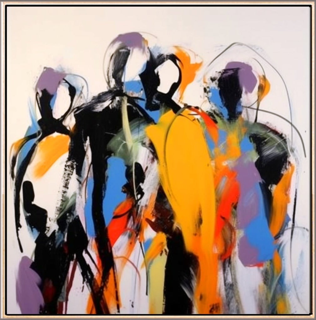 327 Abstrakt maleri - Farverige Figurer