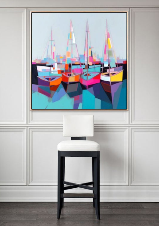 320 Farverigt maleri - Havn