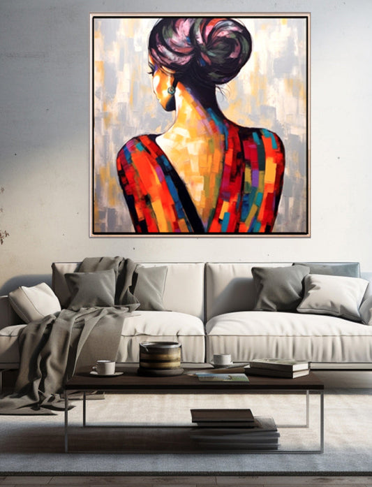 317 Maleri - Kvinde i rød kjøle