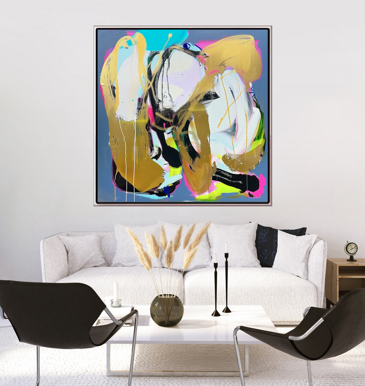 136 Absrakt Maleri - Neon&Guld