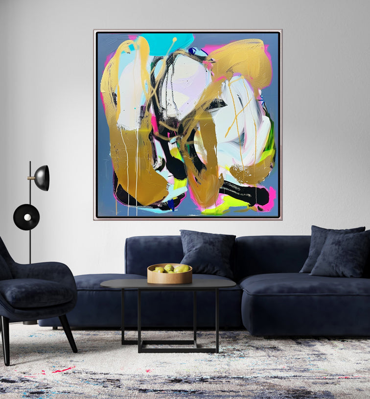 136 Absrakt Maleri - Neon&Guld