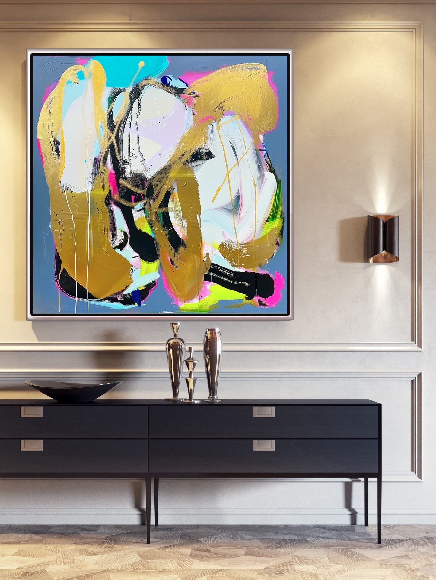 136 Absrakt Maleri - Neon&Guld