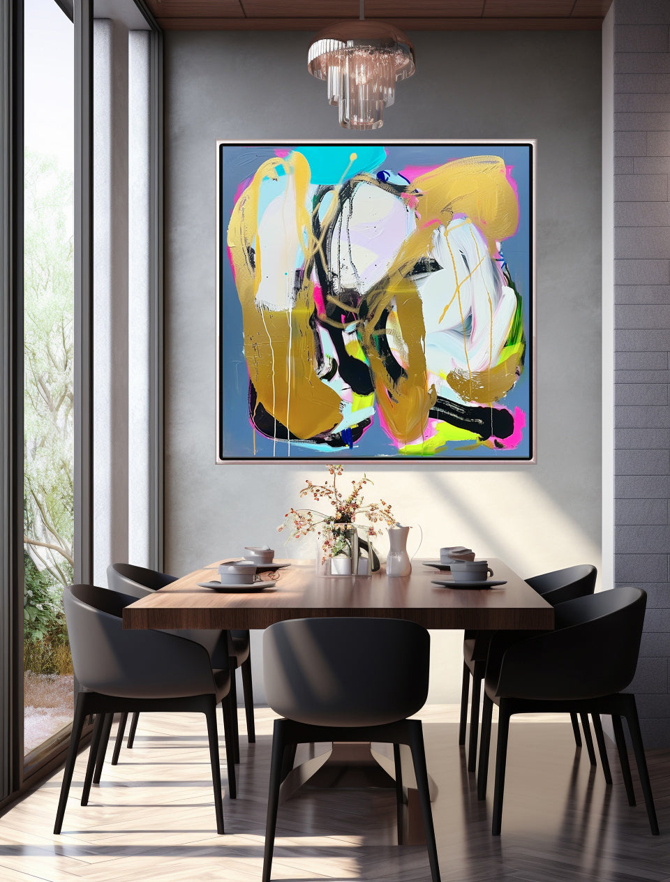 136 Absrakt Maleri - Neon&Guld