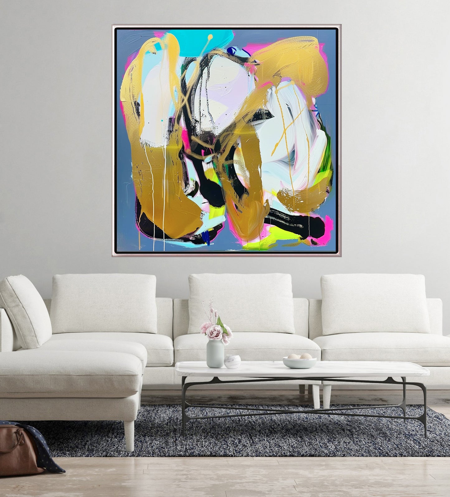 136 Absrakt Maleri - Neon&Guld