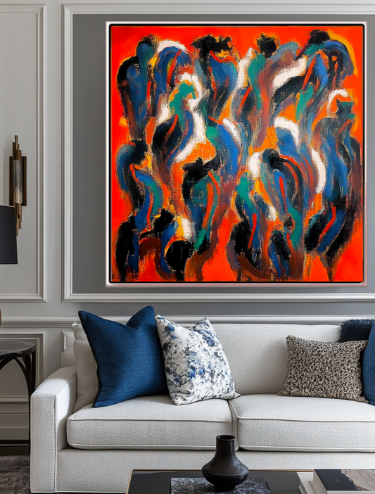 334 Abstrakt- Figurer i rødt mønster