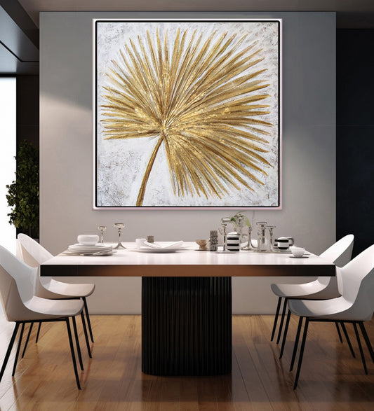 979 Maleri - Palmeblad i guld