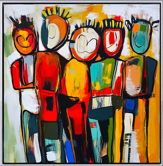 339 Familie - farverigt maleri