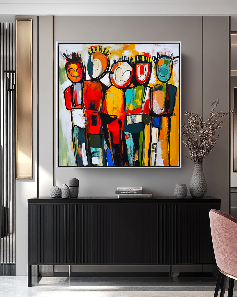 339 Familie - farverigt maleri