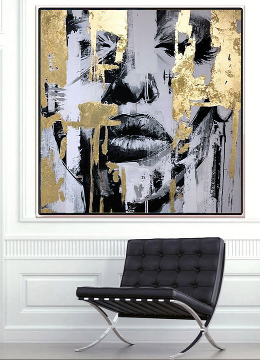 354 Kvinde - sort&hvid med guld