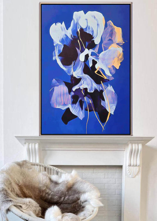 361 Blå Abstrakt Maleri - Vægtløs