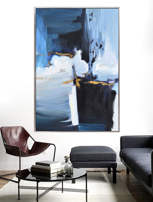 201 Blå maleri - Med guld