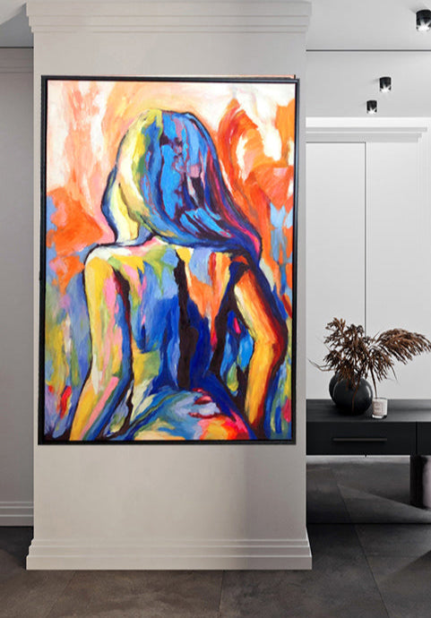 161 Kvinde - farverigt maleri