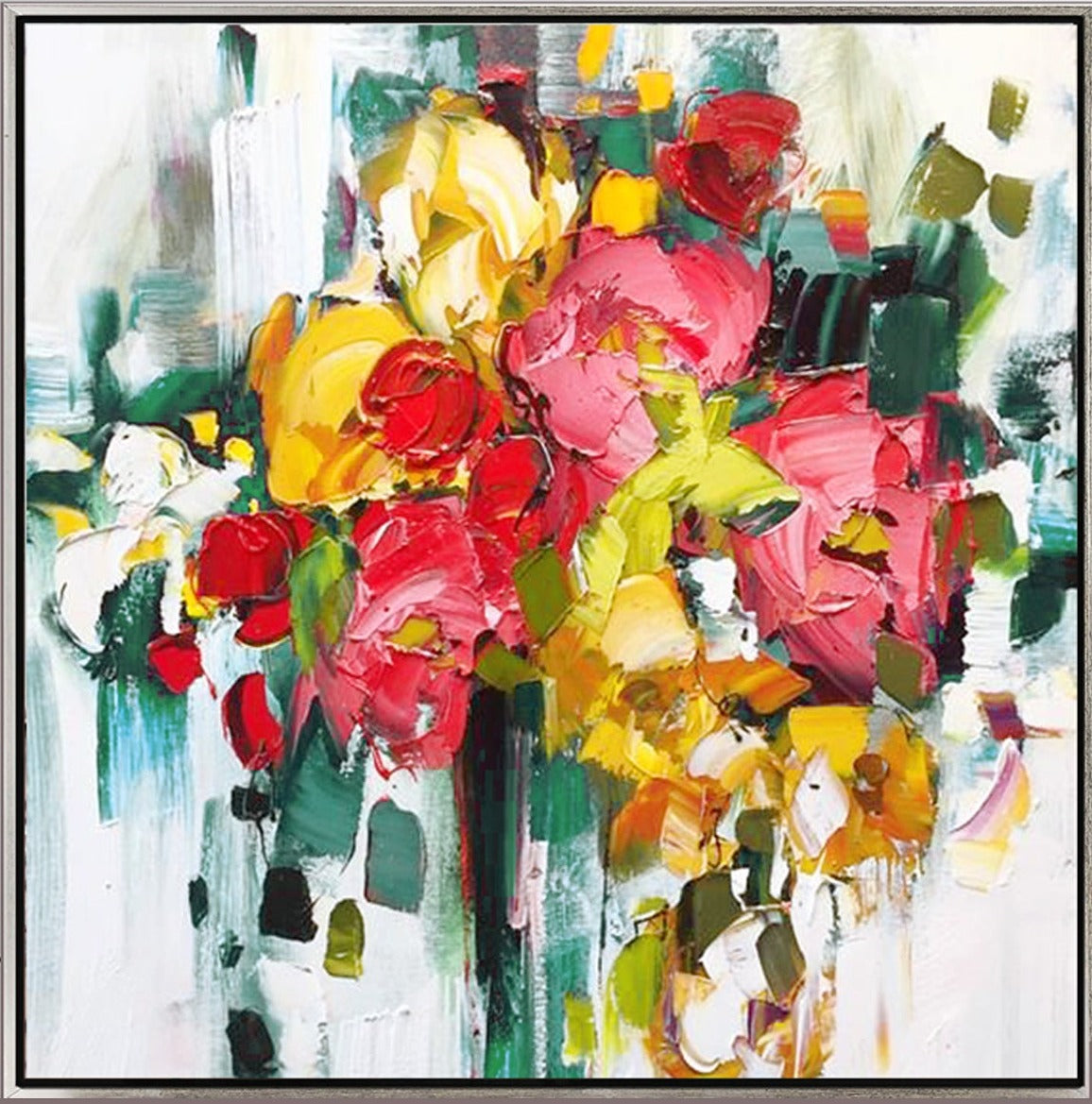 989 Farverigt maleri - Blomster
