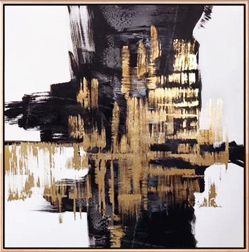 171 Abstrakt maleri - Guld & sort