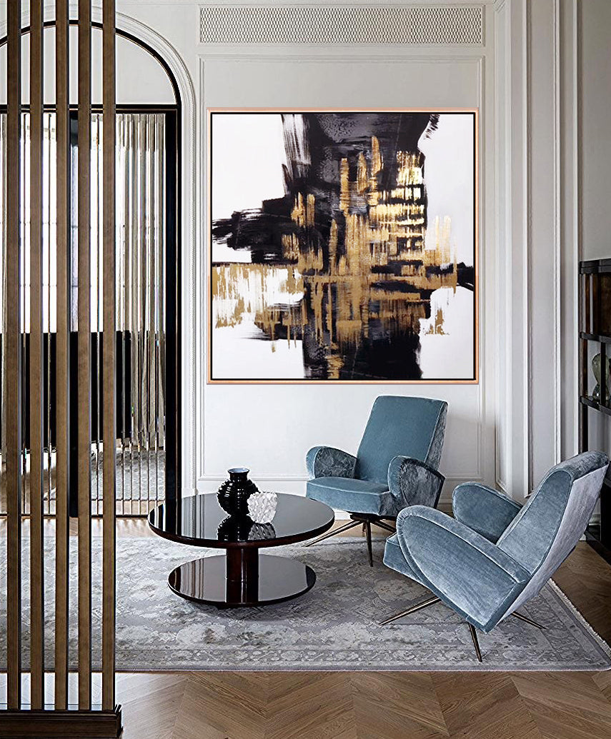 171 Abstrakt maleri - Guld & sort