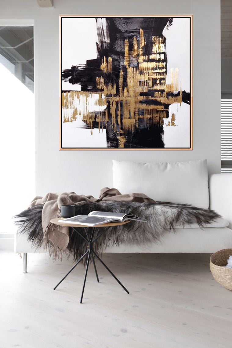 171 Abstrakt maleri - Guld & sort