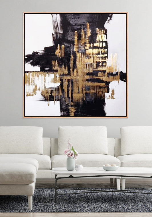 171 Abstrakt maleri - Guld & sort