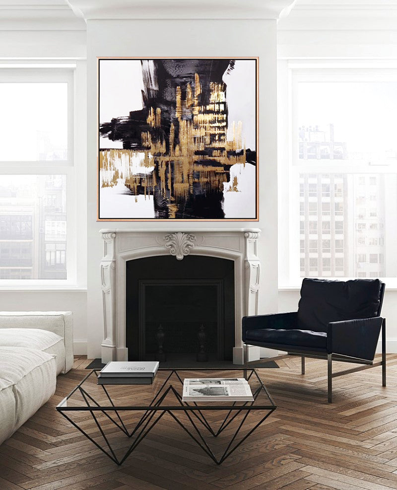 171 Abstrakt maleri - Guld & sort