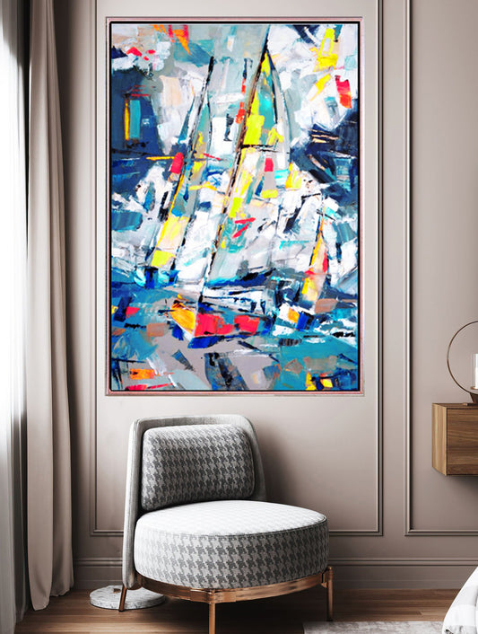 262 Abstrakt maleri - Sejlbåde