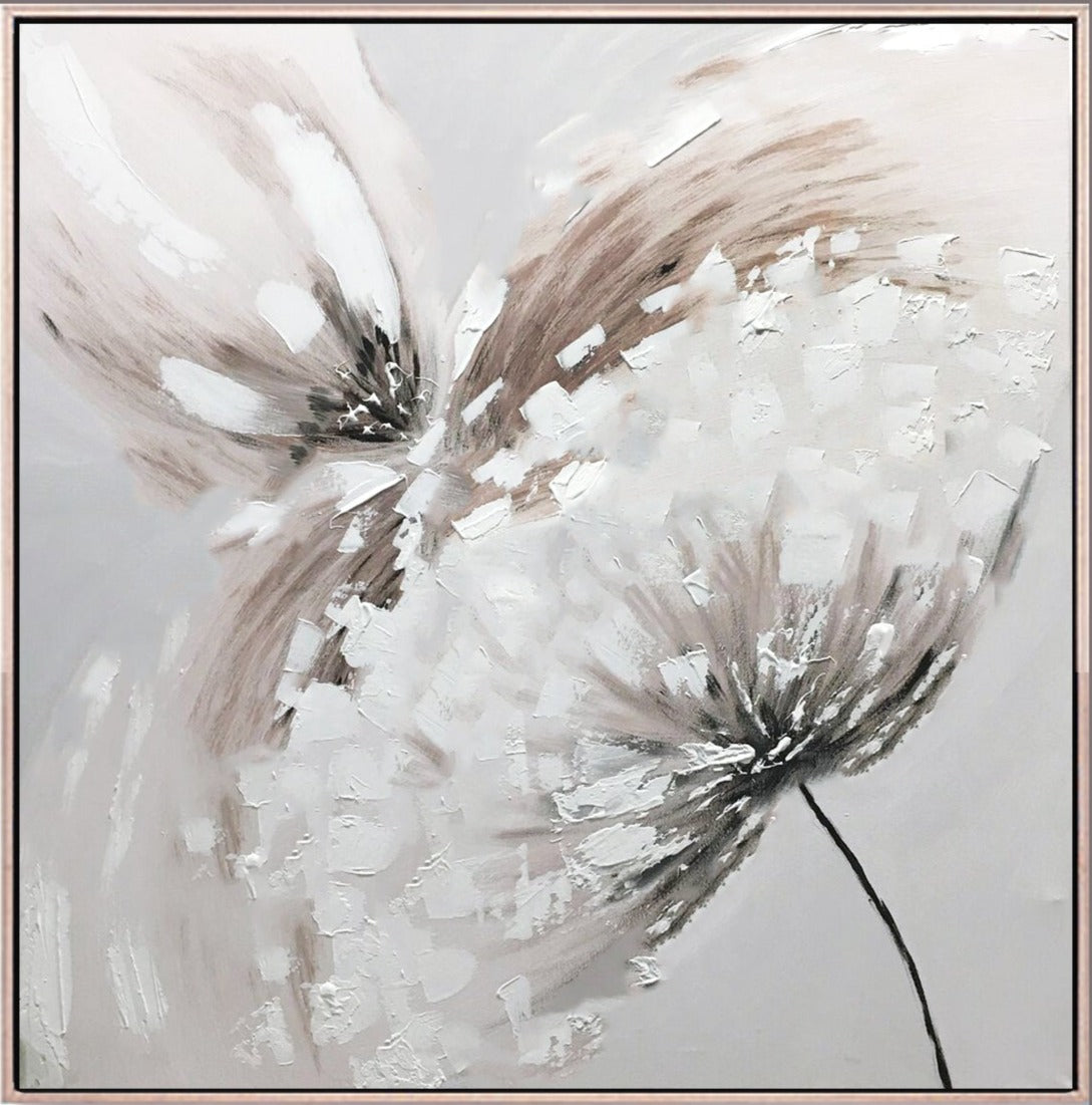127 Abstrakt maleri - Beige blomst