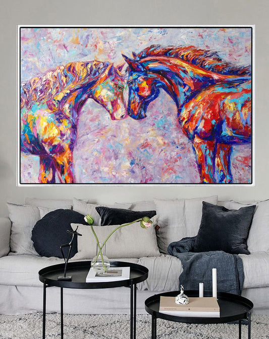 303 Farverigt maleri - Heste