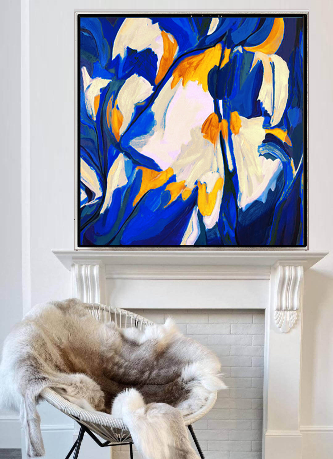 157 Maleri - Blå abstrakt