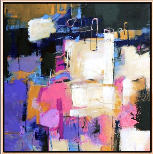 924 Abstrakt maleri - Lyserød & lilla