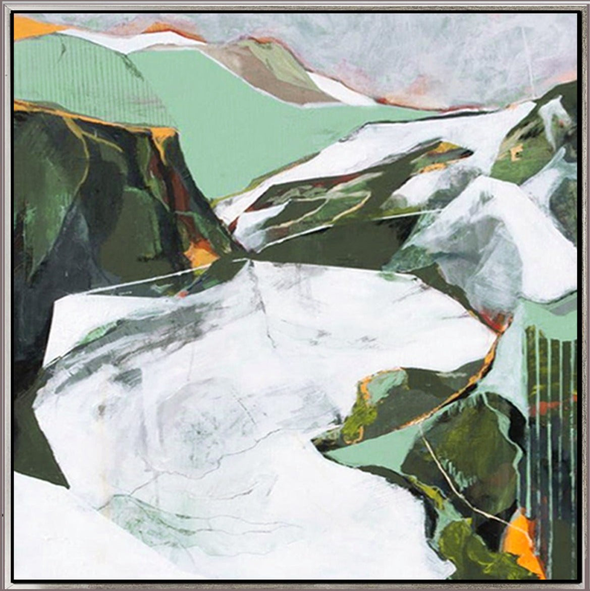 153 Grønt Abstarkt Maleri - Land