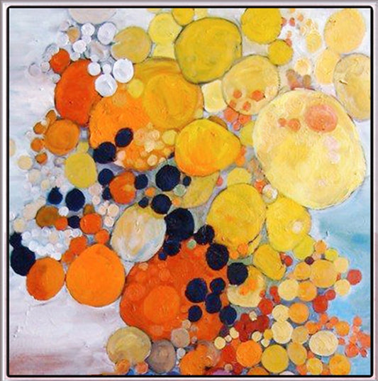 958 Abstrakt maleri - Farverige bobler