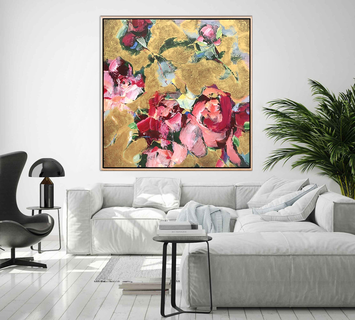 154 Abstrakt maleri - Maroon & Gold