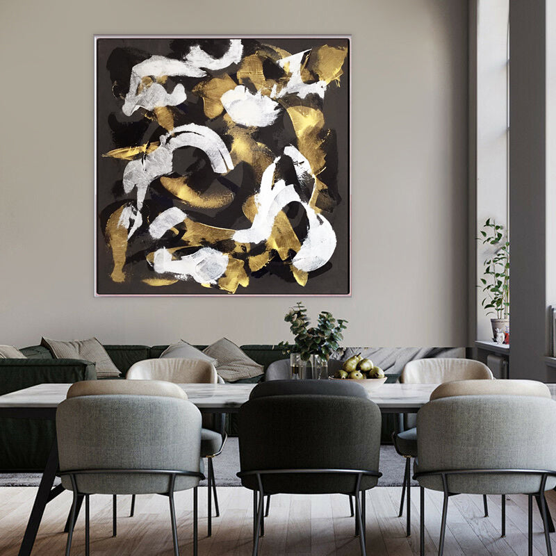 164 Abstrakt Maleri - Sort & Guld