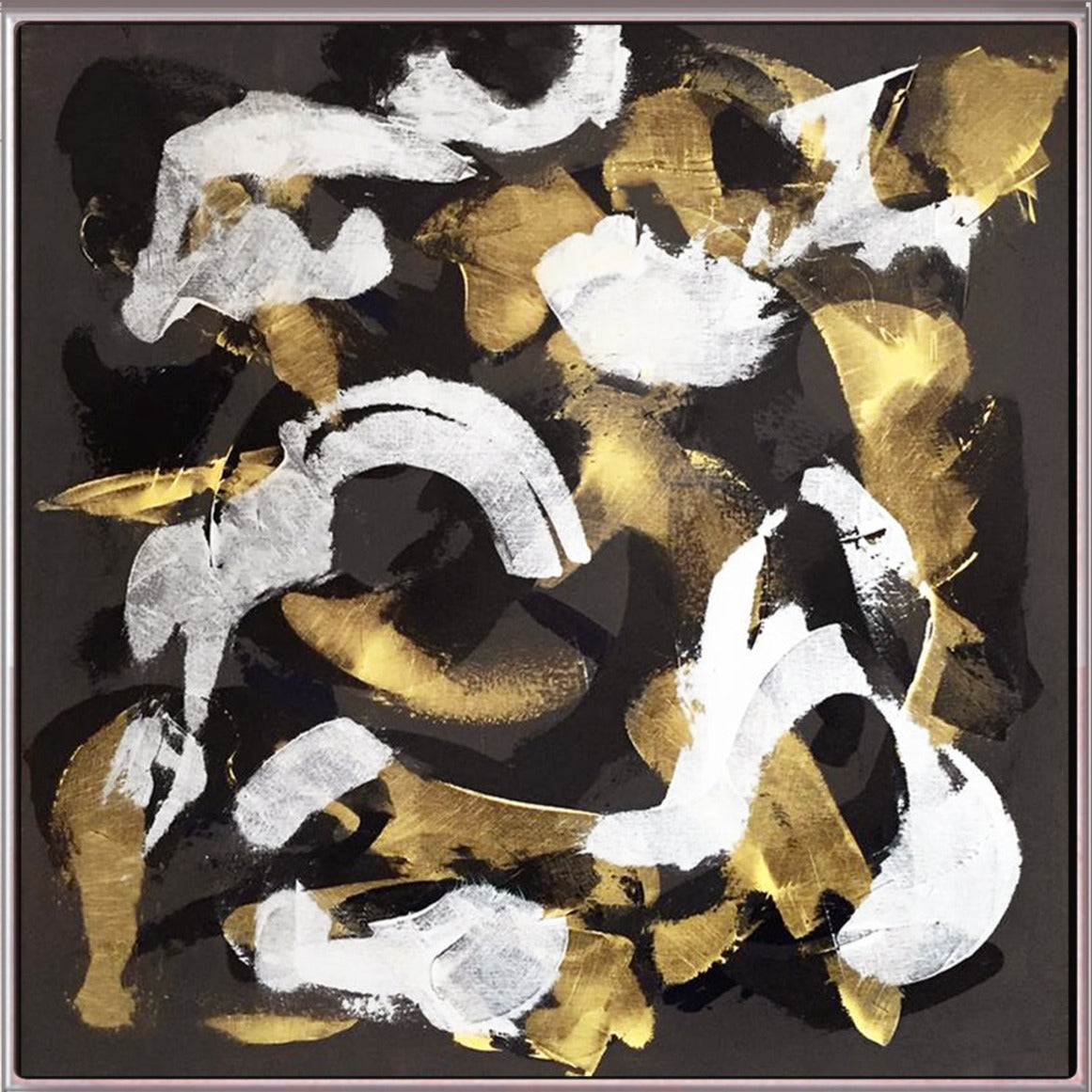 164 Abstrakt Maleri - Sort & Guld