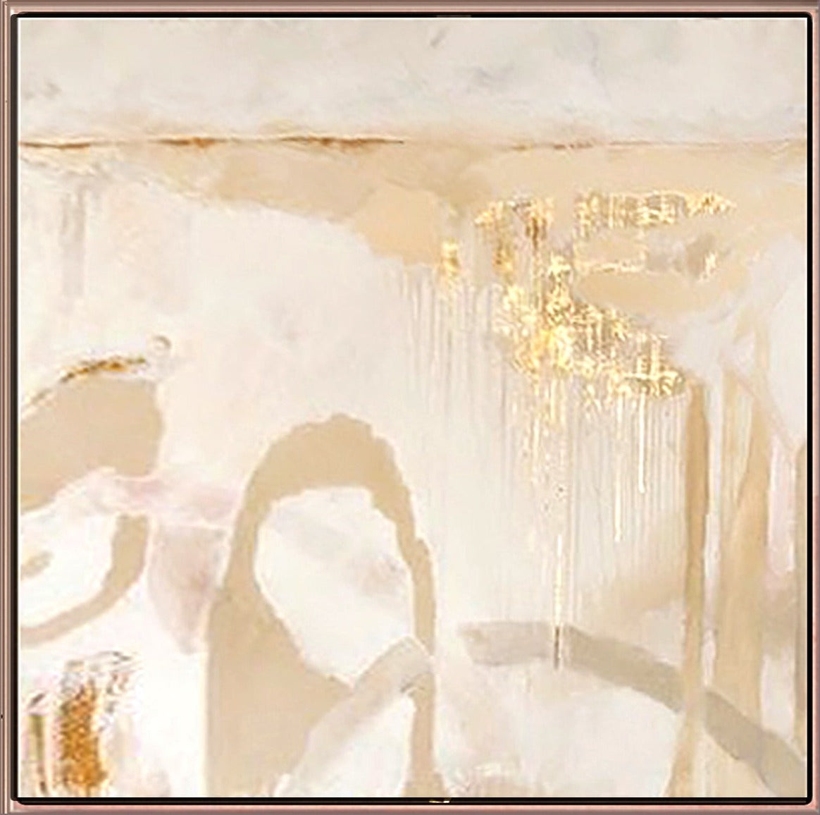 174 Abstrakt Maleri - Soft Beige & Gold