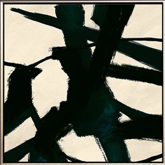 175 Abstrakt Maleri - Beige & Sort