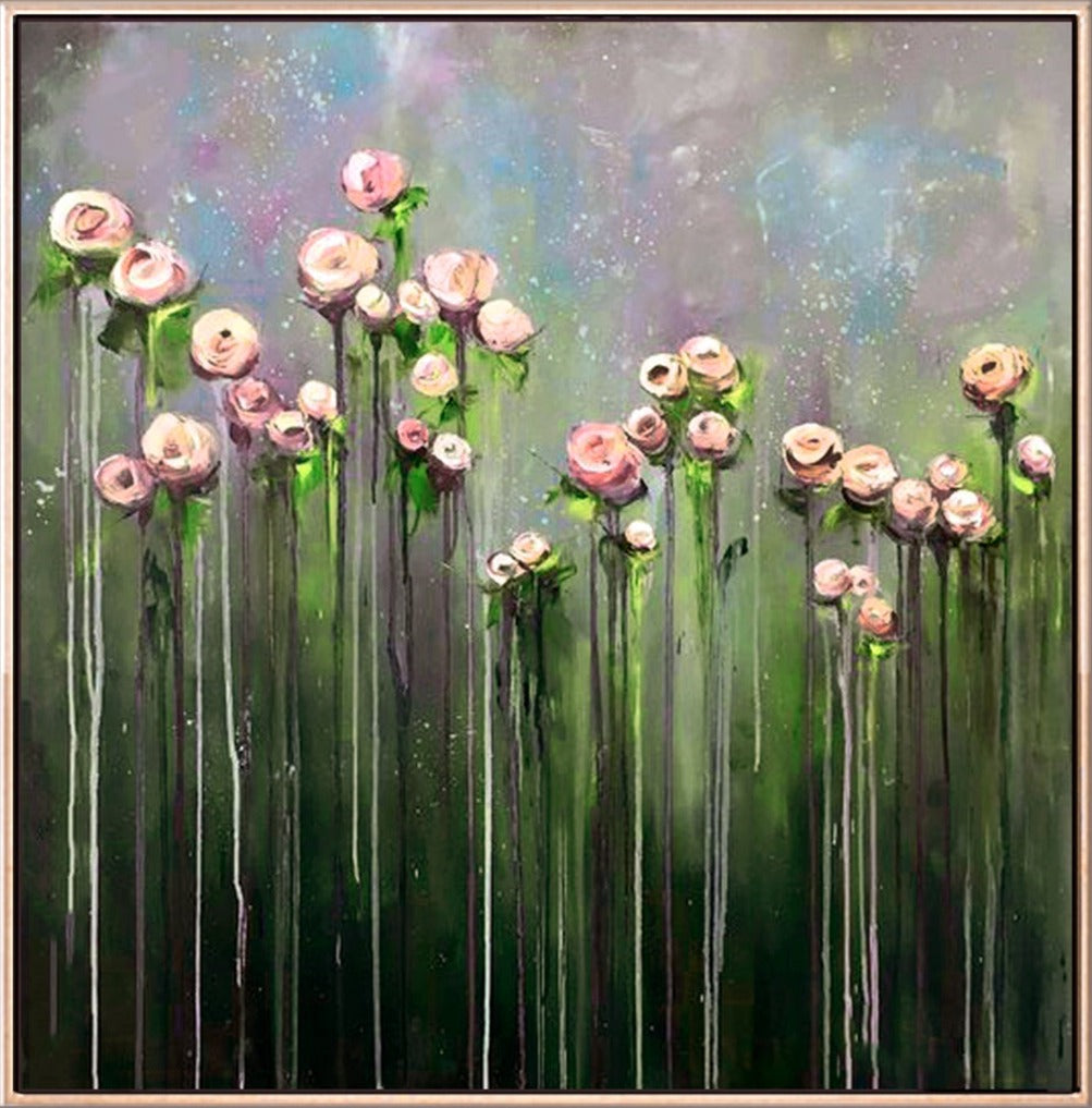 922 Grønt Maleri - Blomster
