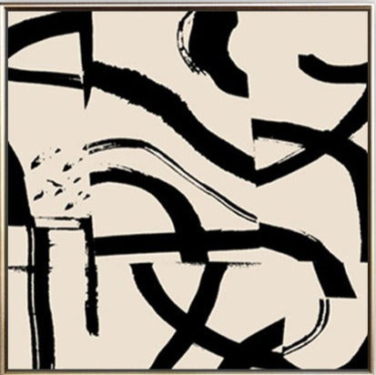 38 Beige-Sort Abstrakt Maleri