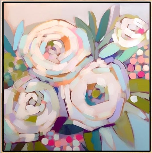 321 Maleri - Hvide Blomster