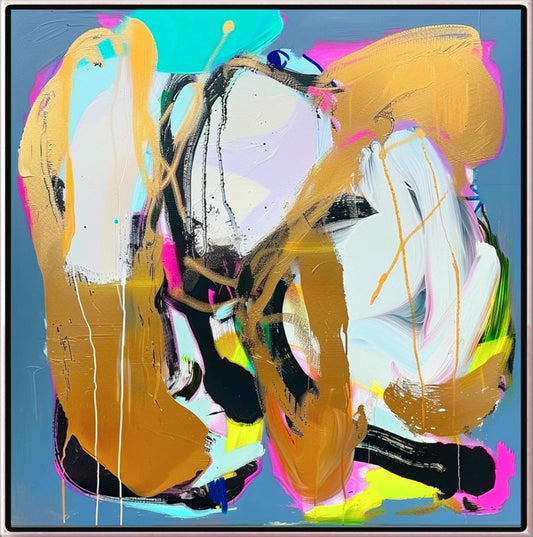 136 Absrakt Maleri - Neon&Guld