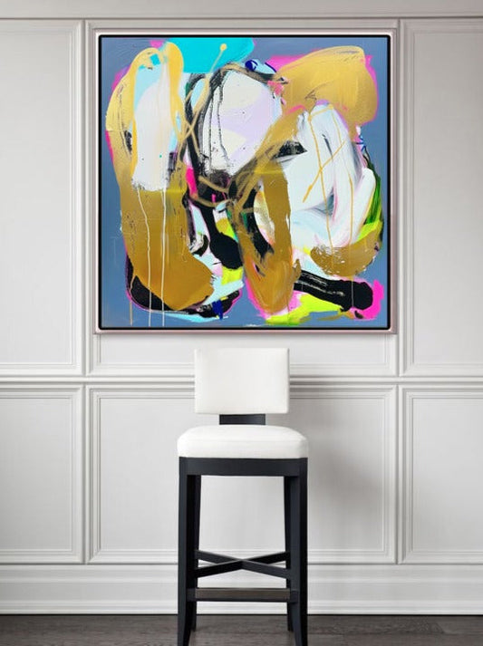 136 Absrakt Maleri - Neon&Guld