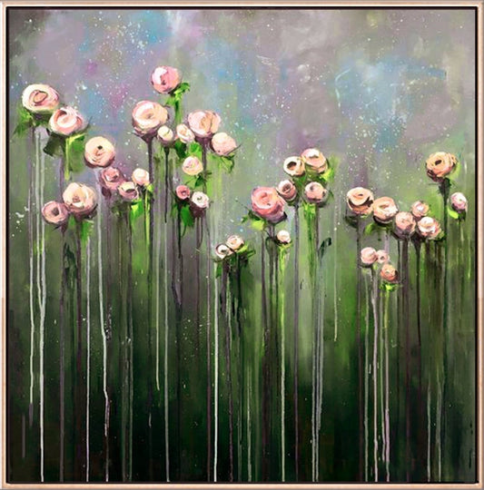 922 Grønt Maleri - Blomster